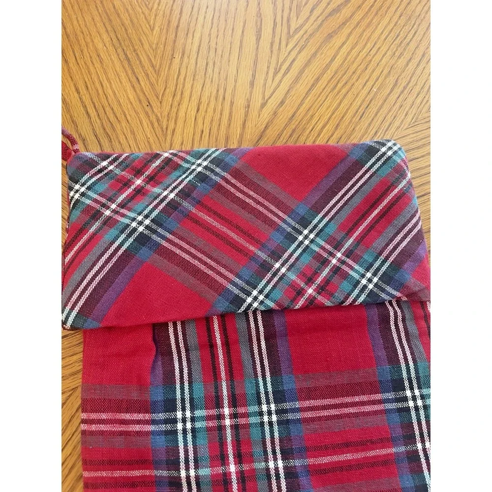 Red Plaid Christmas Stocking Thick Cotton Fabric Country Equestrian English 20